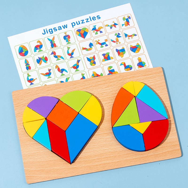 Magnetic Tangram Puzzle For Children And Primary School Students First Grade Colorful Puzzle Wooden Toy Kindergarten Early Education Puzzle - Image 1